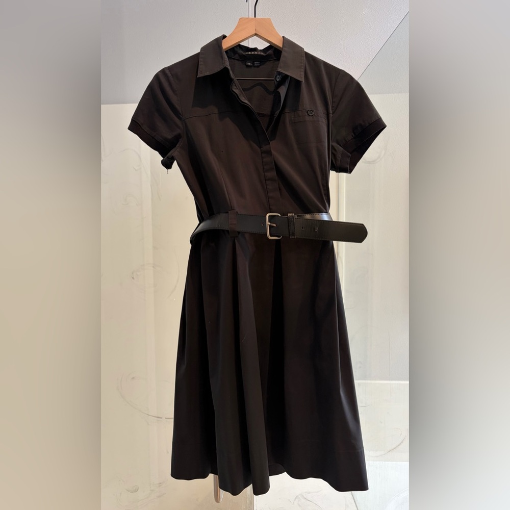 THEORY Black Belted Shirt Dress